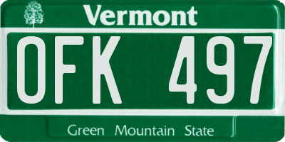 VT license plate OFK497