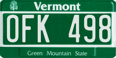 VT license plate OFK498
