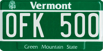 VT license plate OFK500
