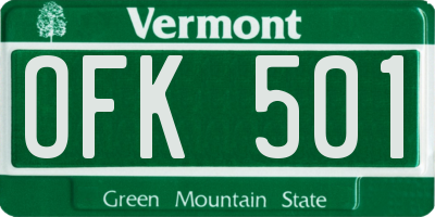 VT license plate OFK501
