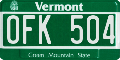 VT license plate OFK504