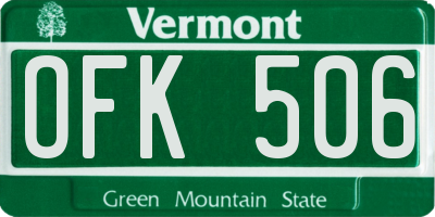 VT license plate OFK506