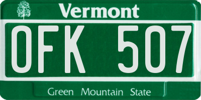 VT license plate OFK507