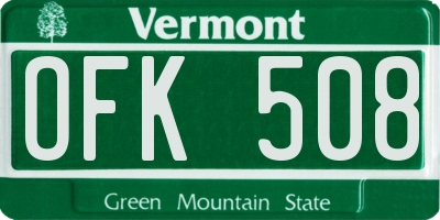 VT license plate OFK508