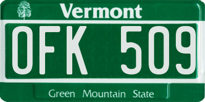 VT license plate OFK509