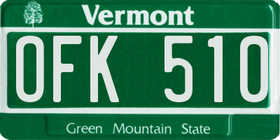 VT license plate OFK510