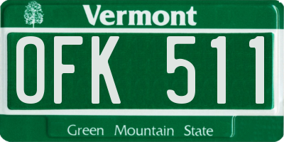 VT license plate OFK511