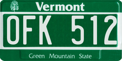 VT license plate OFK512