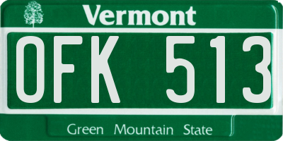 VT license plate OFK513