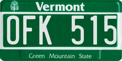 VT license plate OFK515