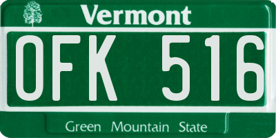 VT license plate OFK516