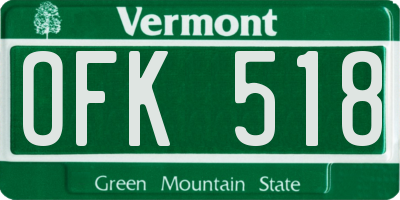 VT license plate OFK518