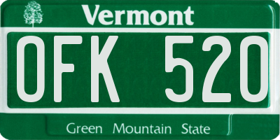 VT license plate OFK520