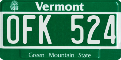 VT license plate OFK524