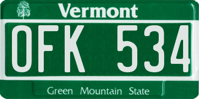 VT license plate OFK534
