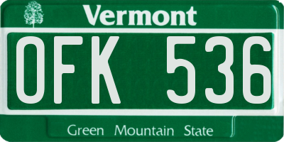 VT license plate OFK536