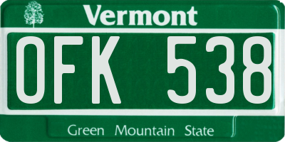 VT license plate OFK538
