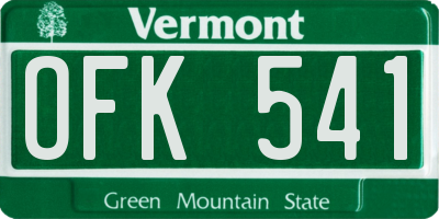 VT license plate OFK541