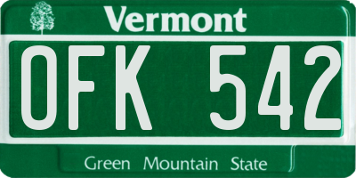 VT license plate OFK542