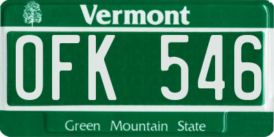 VT license plate OFK546
