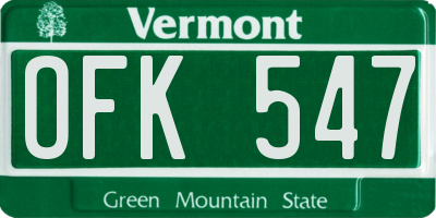 VT license plate OFK547