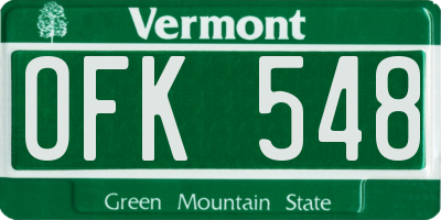 VT license plate OFK548