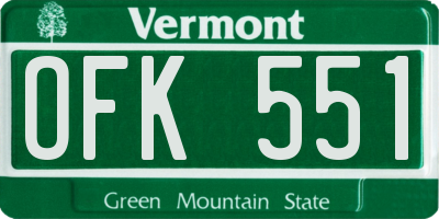 VT license plate OFK551