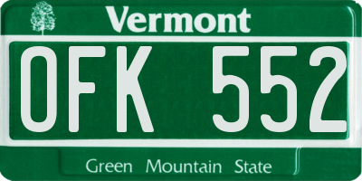 VT license plate OFK552