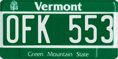 VT license plate OFK553
