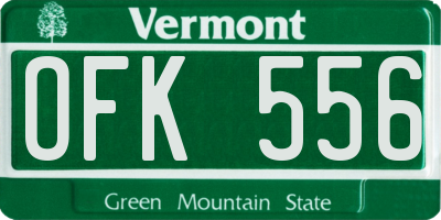 VT license plate OFK556