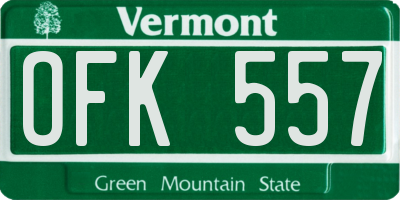 VT license plate OFK557