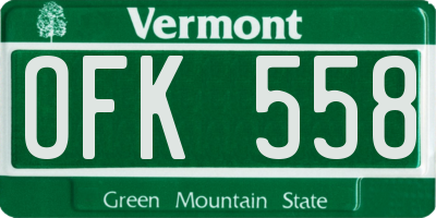 VT license plate OFK558
