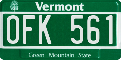VT license plate OFK561