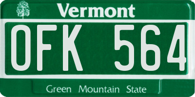 VT license plate OFK564