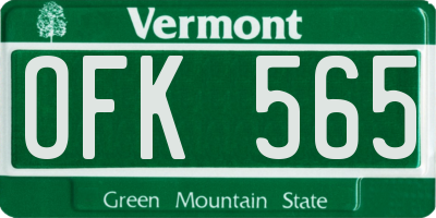 VT license plate OFK565