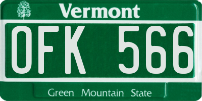 VT license plate OFK566