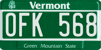 VT license plate OFK568