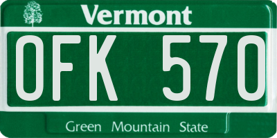 VT license plate OFK570