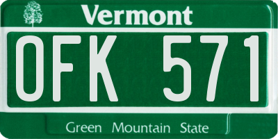 VT license plate OFK571