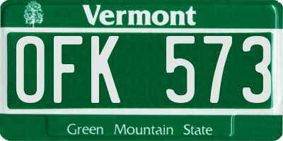 VT license plate OFK573