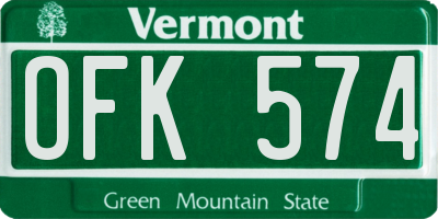 VT license plate OFK574