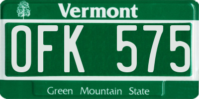 VT license plate OFK575
