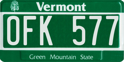 VT license plate OFK577