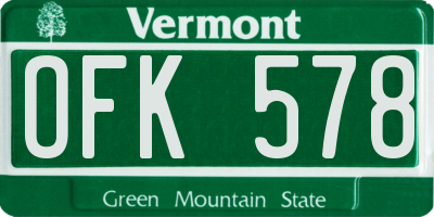 VT license plate OFK578