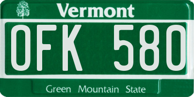 VT license plate OFK580