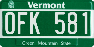 VT license plate OFK581