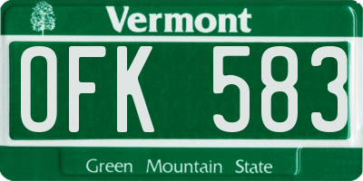 VT license plate OFK583
