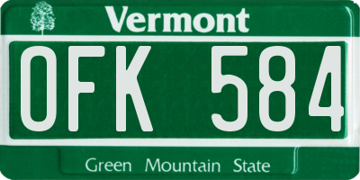 VT license plate OFK584