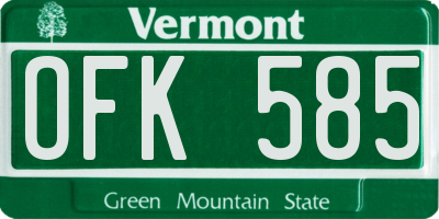 VT license plate OFK585