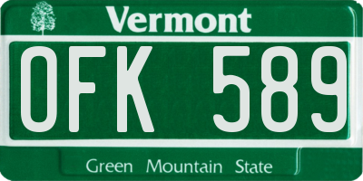 VT license plate OFK589